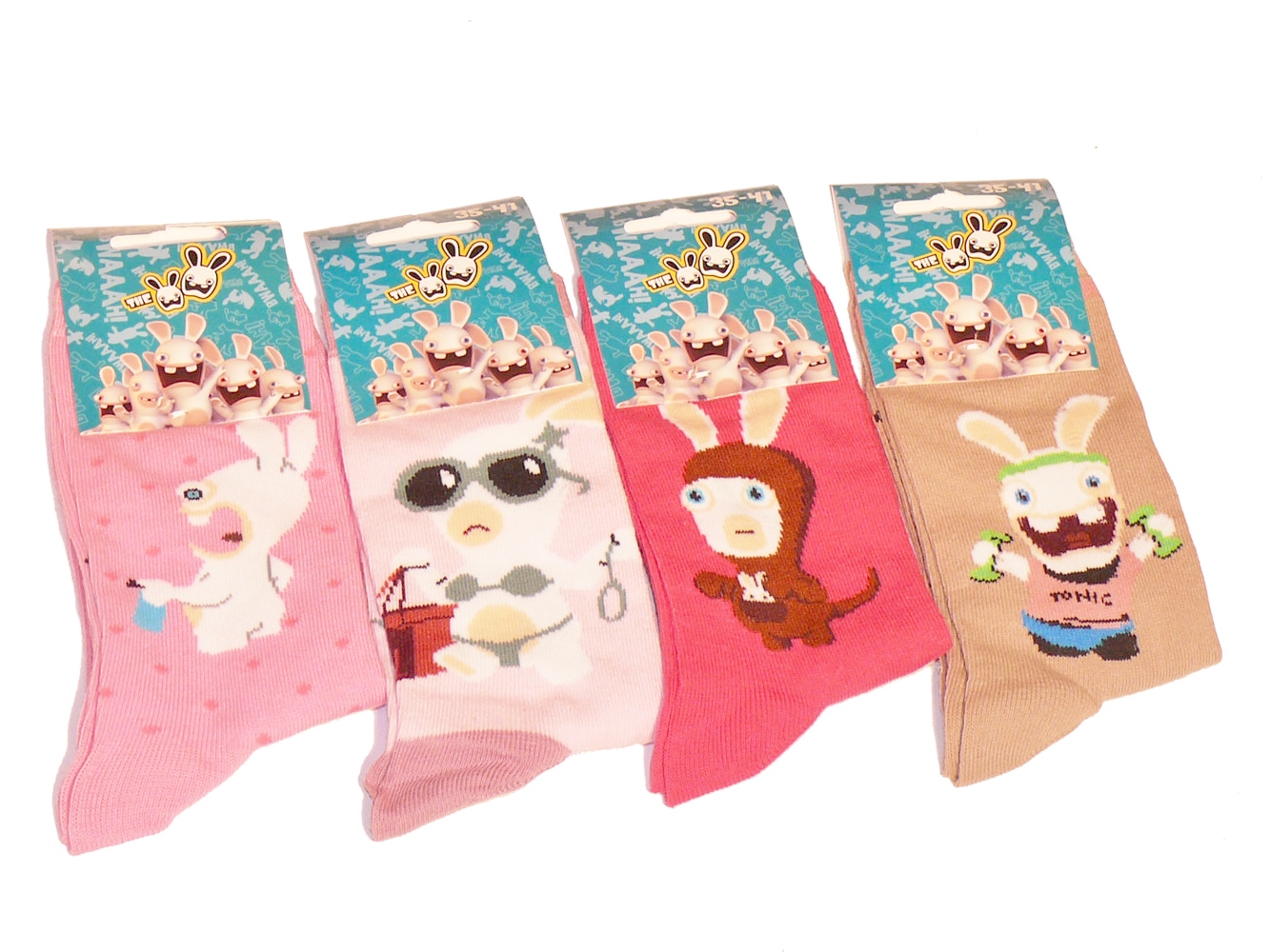 Lot de 4 paires de Chaussettes The Lapins Crtins