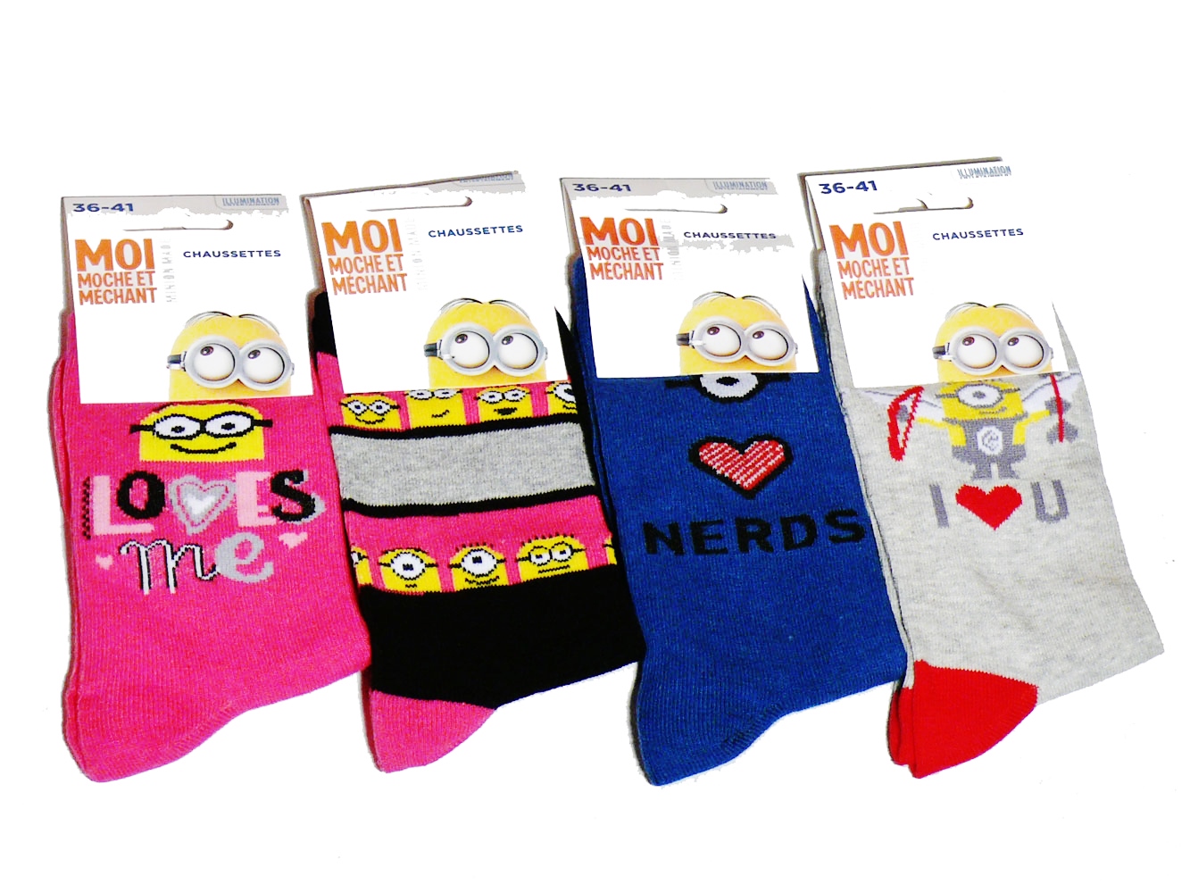 Lot de 4 paires de Chaussettes Les Minions