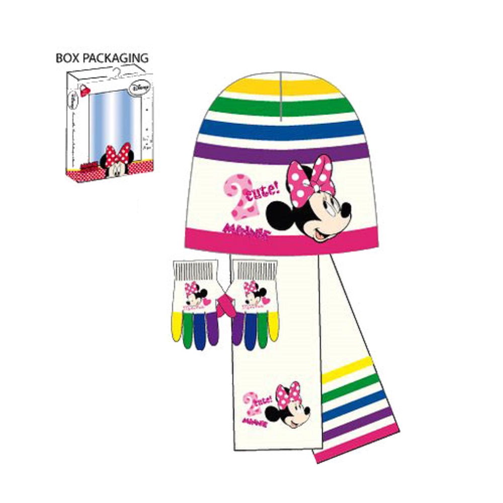 Set Minnie trois pices bonnet gants charpe