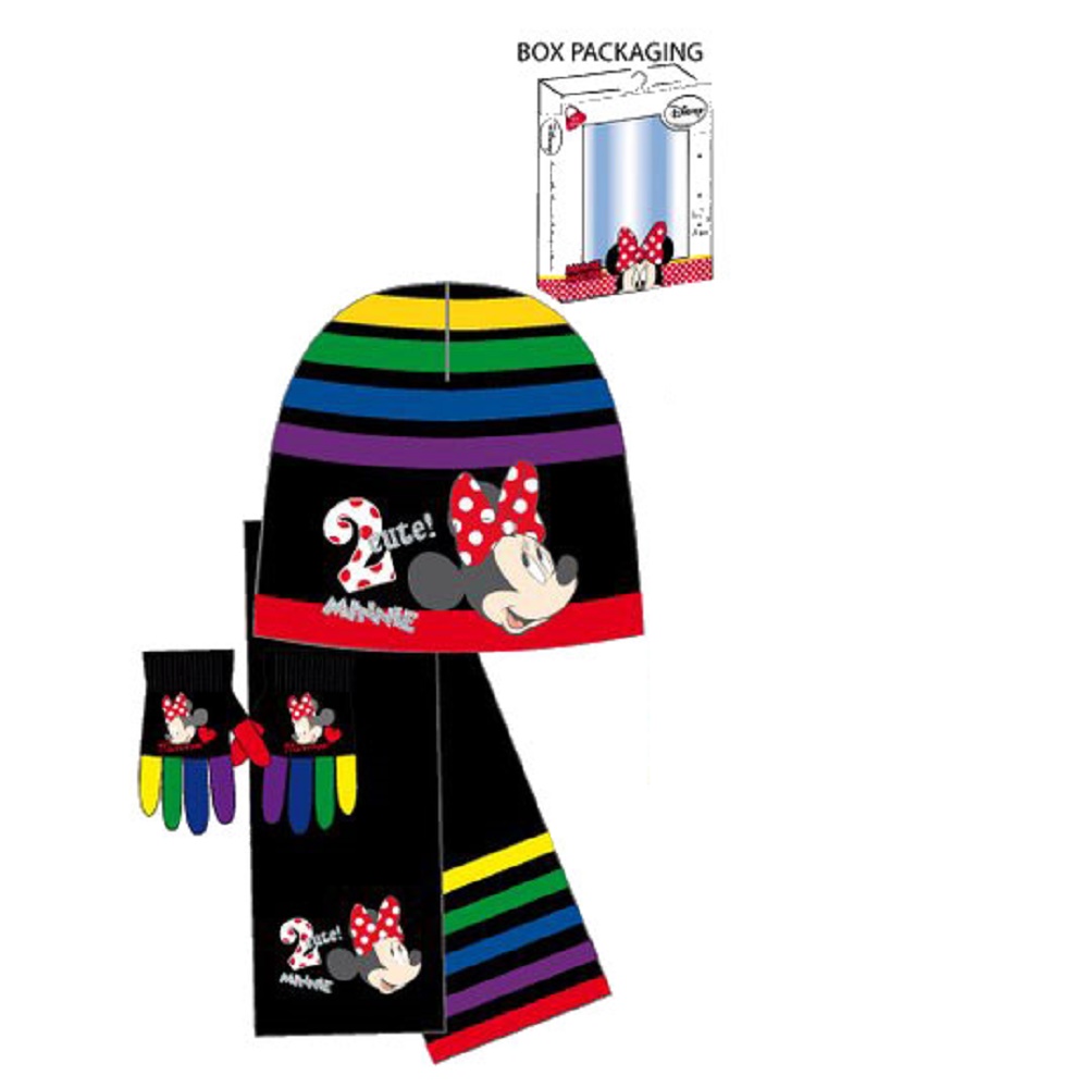 Set Minnie trois pices bonnet gants charpe