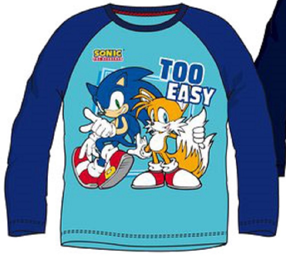 T-shirt Sonic bicolore bleu et marine manches longues